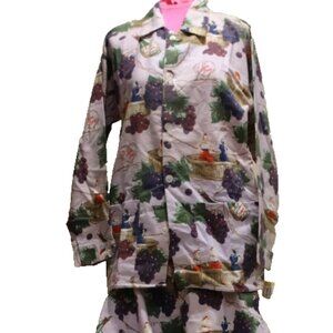 SOLD!!!   Nick & Nora Flannel Pajama Set " I LOVE LUCY, CHIANTI" , Size Medium